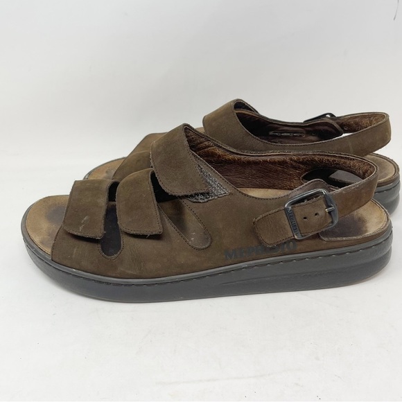 MEPHISTO MOBILS Men’s Brown Suede Three Strap Cork Footbed Sandals Size 43 US 13 - Picture 3 of 14